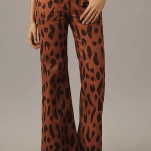 Anthropologie brown print flare pants